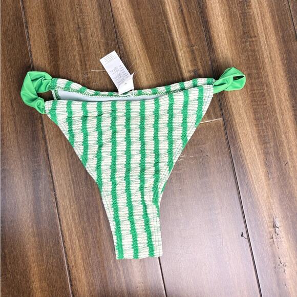 NWOT Bottom size M Cupshe Fresh Squeezed Striped Bikini bottom Green & White - Picture 7 of 11